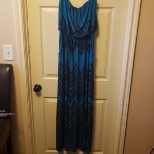 Maxi dress, aqua and black. Size L